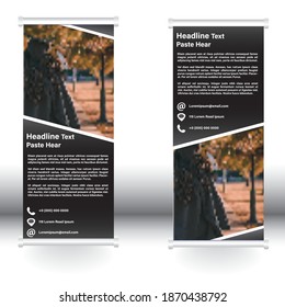 Roll up banner standard vector template design for business, educational exhibitions