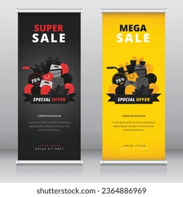 Ponga un banner o una plantilla estándar con un diseño de cajas de regalo, bolsas de compras y carrito de la compra. Apropiado para el viernes negro, la temporada o cualquier otro tipo de evento de venta