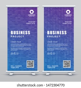 Roll up Banner Template. Abstract blue gradient elegant concept design.