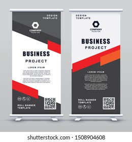 Roll up Banner Template. Abstract orange geometric elegant concept design.