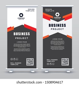 Roll up Banner Template. Abstract orange geometric elegant concept design.