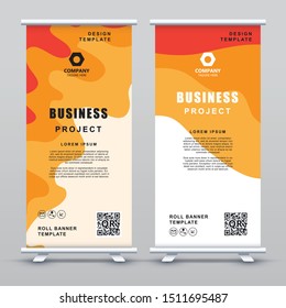 Roll up Banner Template. Abstract orange geometric elegant concept design.