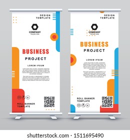 Roll up Banner Template. Abstract orange geometric elegant concept design.