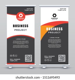Roll up Banner Template. Abstract orange geometric elegant concept design.