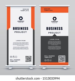 Roll up Banner Template. Abstract orange geometric elegant concept design.