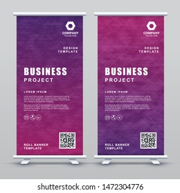 Roll up Banner Template. Abstract purple gradient elegant concept design.