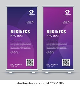 Roll up Banner Template. Abstract purple gradient elegant concept design.