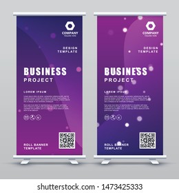 Roll up Banner Template. Abstract purple gradient elegant concept design.