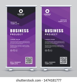 Roll up Banner Template. Abstract purple gradient elegant concept design.