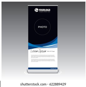 Roll Banner template with blue line element 