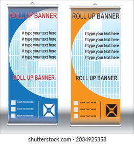 Bannervorlage blau und orange hochrollen
