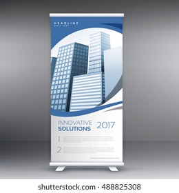 roll up banner template with buildings