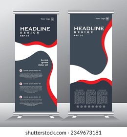 planilla de banner para negocios, planilla de banner vertical, ilustración vectorial abstracta, banner de patrón geométrico abstracto, pancarta x moderna y tirada hacia arriba, banner vertical con color rojo y cenizas