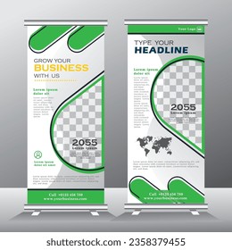 Roll-up-Banner-Vorlage für Unternehmen, vertikale Bannervorlage, abstrakter geometrischer Standardbanner, moderner x-Banner und Ziehen nach oben, vertikaler Banner mit roter und schwarzer Farbe