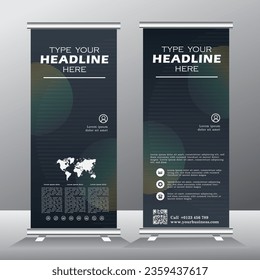 roll up banner template for business, vertical banner template, abstract geometric standee banner, modern x-banner and pull up, vertical banner with black color