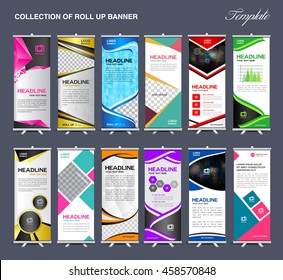 Roll Up Banner template Collection, stand template vector, flyer design,poster, advertisement