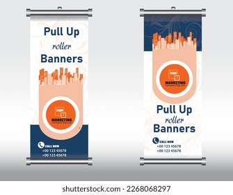 Roll up banner template with Constrictions pull up cover design for business, Brochure flyer banner design vertical template vector, modern publication x-banner and flag-banner, carpet design