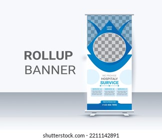roll up banner template, Creative business agency stands roll up banner design template layout.