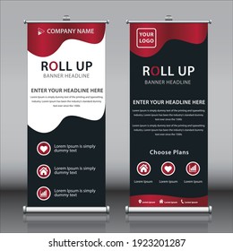 Roll Up Banner Template Design mit abstraktem schwarz-weißem Hintergrund. Modernes X-Banner-Rectangle-Fahne, Ausstellungspräsentation, Business-Concept-Banner, Vektor
