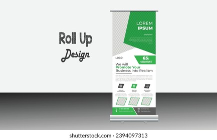 Roll up banner template design, business flyer, display, x-banner, flag-banner, Info graphics, presentation,banner layout, advertisement, pull up, polygon background, vector illustration.
