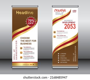 Roll up banner template design, banner, Layout, publicidad, Pull up, polygon Background, ilustración vectorial, volante de negocios, presentación, x-banner, bandera-banner, infografía, presentación.