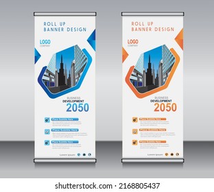 Roll up banner template design, banner, layout, advertisement, pull up, polygon background, vector illustration, business flyer, display, x-banner, flag-banner, Info graphics, presentation.