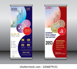 Roll up banner template design, banner, layout, advertisement, pull up, polygon background, vector illustration, business flyer, display, x-banner, flag-banner, Info graphics, presentation.