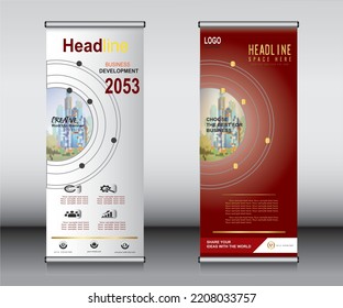Roll up banner template design, banner, layout, advertisement, pull up, polygon background, vector illustration, business flyer, display, x-banner, flag-banner, Info graphics, presentation.