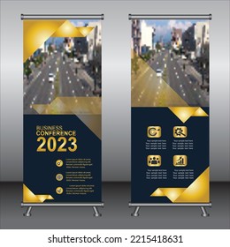 Roll up banner template design, banner, layout, advertisement, pull up, polygon background, vector illustration, business flyer, display, x-banner, flag-banner, Info graphics, presentation.