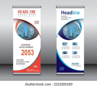 Roll up banner template design, banner, Layout, publicidad, Pull up, polygon Background, ilustración vectorial, volante de negocios, presentación, x-banner, bandera-banner, infografía, presentación.