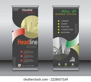 Roll up banner template design, banner, layout, advertisement, pull up, polygon background, vector illustration, business flyer, display, x-banner, flag-banner, Info graphics, presentation.