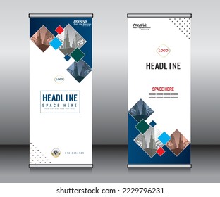 Roll up banner template design, banner, layout, advertisement, pull up, polygon background, vector illustration, business flyer, display, x-banner, flag-banner, Info graphics, presentation.