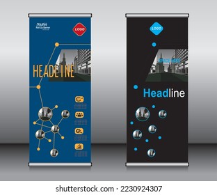 Roll up banner template design, banner, layout, advertisement, pull up, polygon background, vector illustration, business flyer, display, x-banner, flag-banner, Info graphics, presentation.