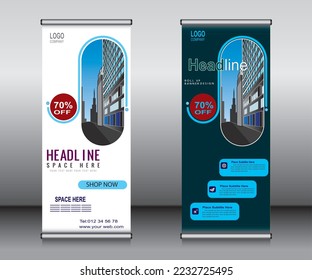 Roll up banner template design, banner, layout, advertisement, pull up, polygon background, vector illustration, business flyer, display, x-banner, flag-banner, Info graphics, presentation.