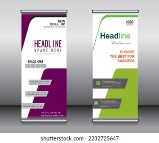 Roll up banner template design, banner, layout, advertisement, pull up, polygon background, vector illustration, business flyer, display, x-banner, flag-banner, Info graphics, presentation.