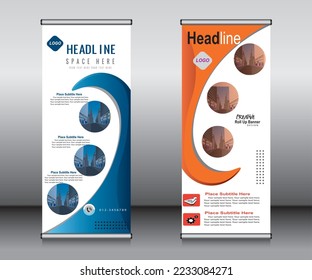 Roll up banner template design, banner, layout, advertisement, pull up, polygon background, vector illustration, business flyer, display, x-banner, flag-banner, Info graphics, presentation.