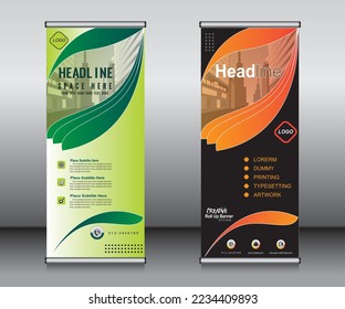 Roll up banner template design, banner, Layout, publicidad, Pull up, polygon Background, ilustración vectorial, volante de negocios, presentación, x-banner, bandera-banner, infografía, presentación.
