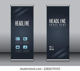 Roll up banner template design, banner, layout, advertisement, pull up, polygon background, vector illustration, business flyer, display, x-banner, flag-banner, Info graphics, presentation.
