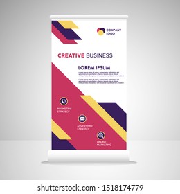 Roll Up Banner Template Design. Modern and Dynamic X-Banner , Vertical Banner , Presentation , Flyer and Infographics. Easy to Use and Editable Template. Vector Illustration EPS 10
