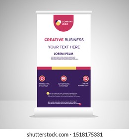 Roll Up Banner Template Design. Modern and Dynamic X-Banner , Vertical Banner , Presentation , Flyer and Infographics. Easy to Use and Editable Template. Vector Illustration EPS 10