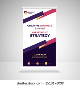 Roll Up Banner Template Design. Modern and Dynamic X-Banner , Vertical Banner , Presentation , Flyer and Infographics. Easy to Use and Editable Template. Vector Illustration EPS 10