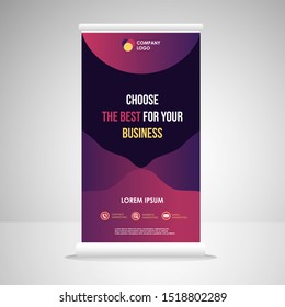 Roll Up Banner Template Design. Modern and Dynamic X-Banner , Vertical Banner , Presentation , Flyer and Infographics. Easy to Use and Editable Template. Vector Illustration EPS 10