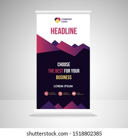 Roll Up Banner Template Design. Modern and Dynamic X-Banner , Vertical Banner , Presentation , Flyer and Infographics. Easy to Use and Editable Template. Vector Illustration EPS 10