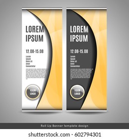 Roll Up banner template design. Stock vector.