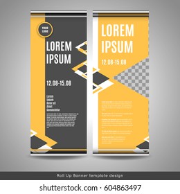 Roll Up banner template design. Stock vector.