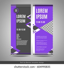 Roll Up banner template design. Stock vector.