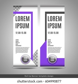 Roll Up banner template design. Stock vector.