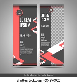 Roll Up banner template design. Stock vector.