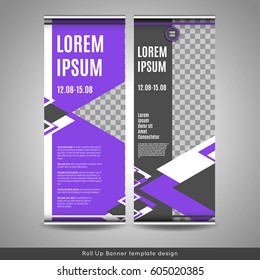 Roll Up banner template design. Stock vector.