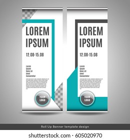 Roll Up banner template design. Stock vector.